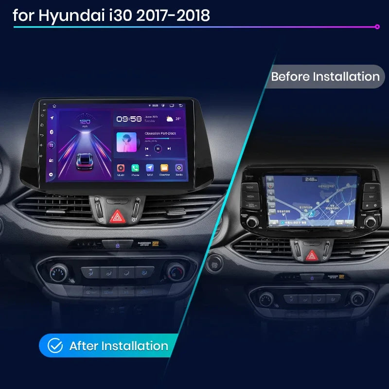 Junsun CarPlay inalámbrico Android Auto Radio para Hyundai i30 2017 2018 Sistemas inteligentes para coche RDS BT WiFi 2 DIN 