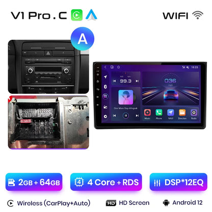Junsun V1 AI Voice Wireless CarPlay Android Auto Radio For Audi A4 B6 2000-2009 Car Multimedia GPS 2din autoradio