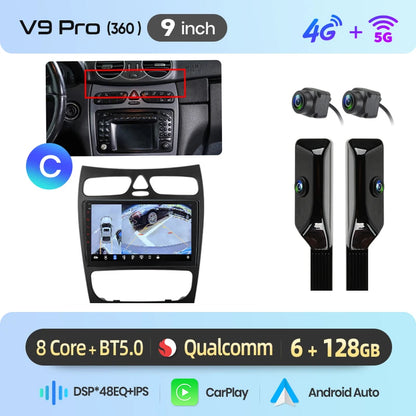 Junsun Wireless CarPlay Car Radio For Benz C Class CLK Class W203 W209 2000-2005 Android Multimedia