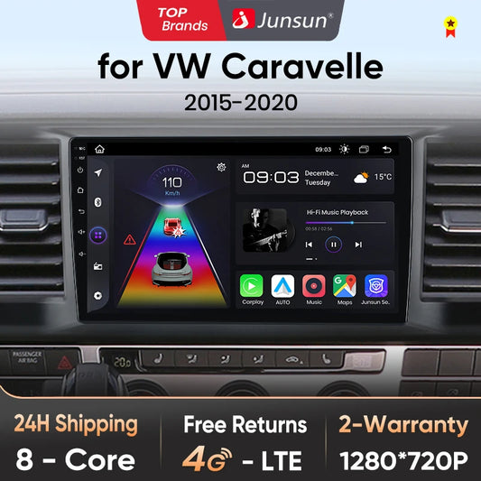 Junsun V1 AI Voice Wireless CarPlay Android Auto Radio For Volkswagen Caravelle 2015-2020 4G Car Multimedia GPS 2din autoradio