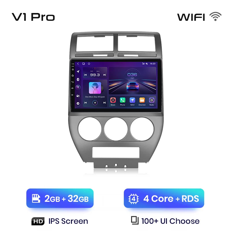 Junsun V1 AI Voice Wireless CarPlay Android Auto Radio For Jeep Compass 2007-2009 4G Car Multimedia GPS 2din autoradio