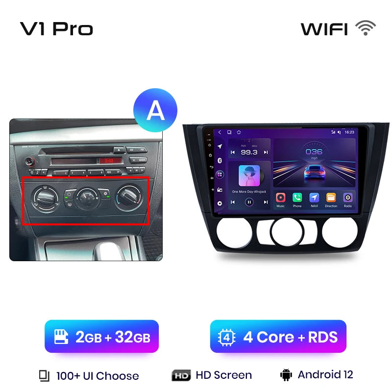 Junsun V1 AI Voice Wireless CarPlay Android Auto Radio For BMW 1-Series 1 Series E87 E81 E82 E88 2004-2011 4G Car Multimedia GPS