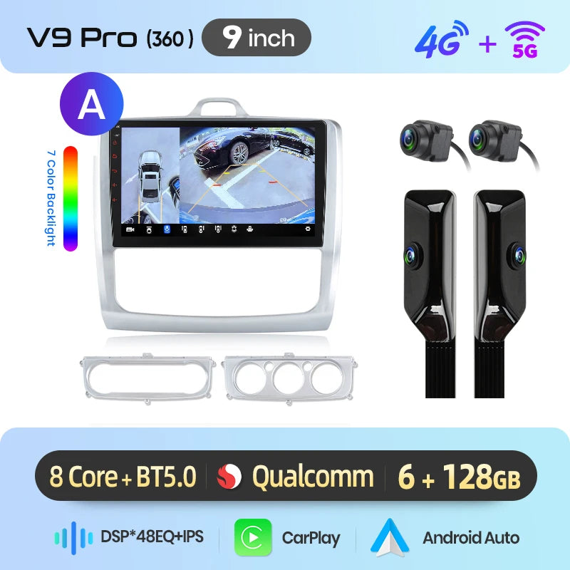 Junsun Wireless CarPlay Car Radio For Ford Focus 2 2004 2005 2006 2007-2011 Android Multimedia