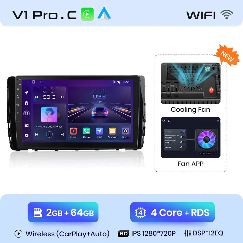 Junsun Wireless CarPlay Android Auto Radio For VW VILORAN SAGITAR TAYRON T-ROC 2021 Car Intelligent Systems RDS BT WiFi 2 din