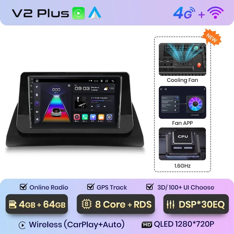 Junsun Wireless CarPlay Android Auto Car Radio For Renault Kangoo 2008 2009 2010 2011 2012-2018 Intelligent Systems Multimedia