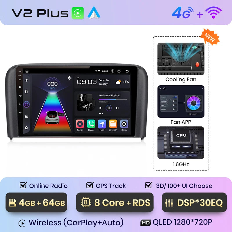Junsun V1 Pro Für Volvo S80 1998 - 2006 Android Autoradio Autovideoplayer CarPlay Android Auto GPS Keine 2 Din 2din DVD 