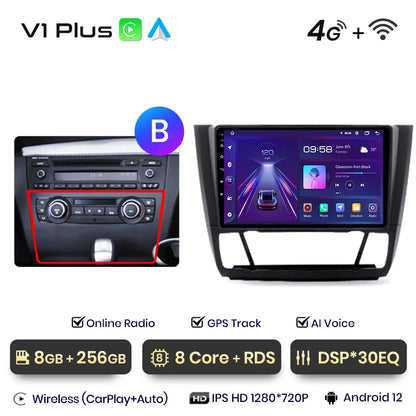 Junsun V1 AI Voice Wireless CarPlay Android Auto Radio For BMW 1-Series 1 Series E87 E81 E82 E88 2004-2011 4G Car Multimedia GPS
