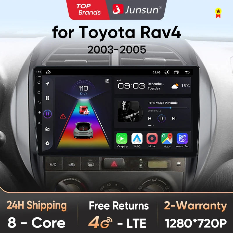 Junsun V1pro AI Stimme 2 din Android Auto Radio Für Toyota RAV4 2003 2004 2005 Carplay 4G Auto Multimedia GPS 2din autoradio 