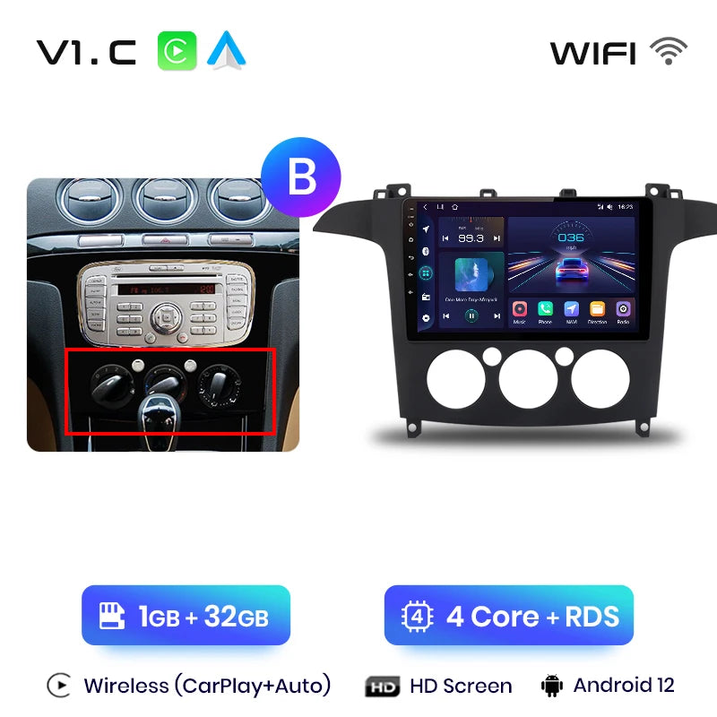Junsun V1pro AI Voice 2 din Android Auto Radio For Ford S-Max S max 2007 - 2015 Carplay 4G Car Multimedia GPS 2din autoradio