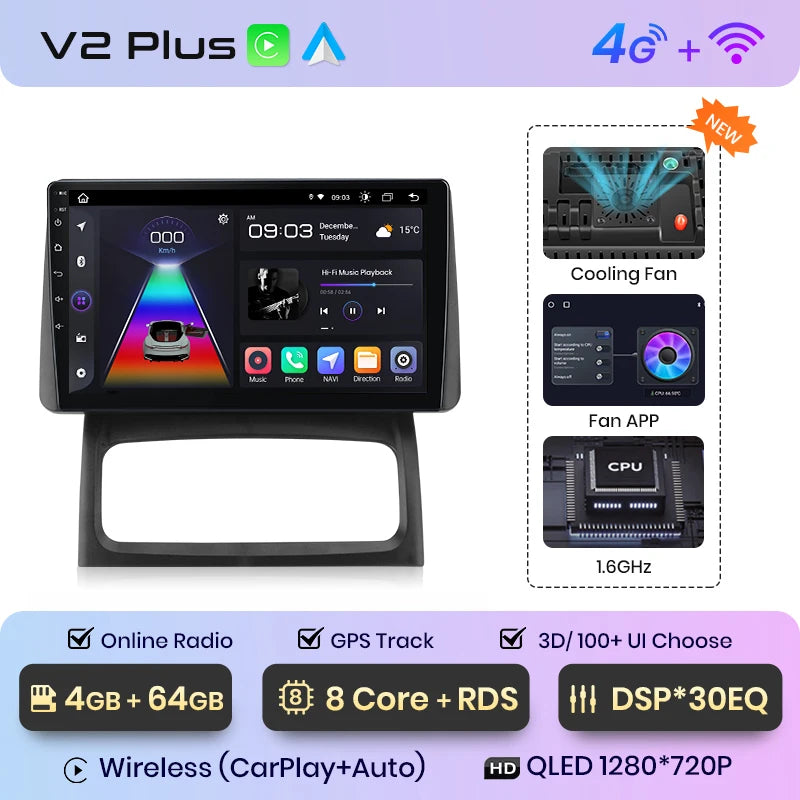 Junsun V1 Plus AI Voice Wireless Android Auto Radio for Renault Clio Campus 2009 Carplay 4G Car Multimedia GPS 2 din autoradio