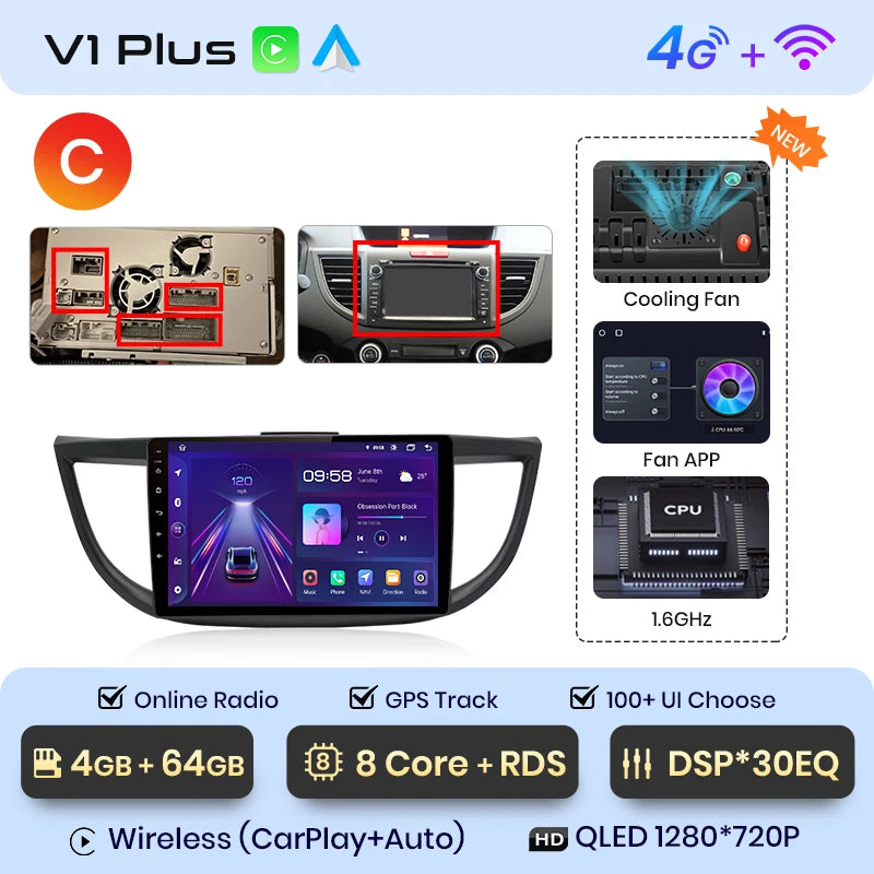Junsun V1pro AI Voice 2 din Android Auto Radio para Honda CRV CR-V 2012-2016 Carplay coche Multimedia GPS 2din autoradio 