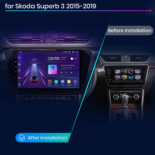 Junsun V1pro AI Voice Android Auto Radio for Skoda Superb 3 2015-2019 Carplay 4G Car Multimedia GPS 2din autoradio