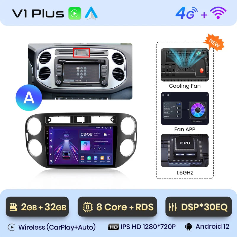 Junsun V1pro AI Voice 2 din Android Auto Radio For VW Volkswagen Tiguan 1 NF 2006-2016 Carplay Car Multimedia GPS 2din autoradio