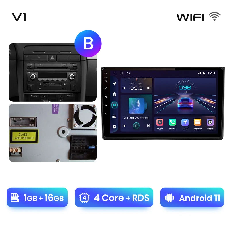 Junsun V1 AI Voice Wireless CarPlay Android Auto Radio For Audi A4 B6 2000-2009 Car Multimedia GPS 2din autoradio