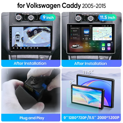 Junsun Wireless CarPlay Car Radio For VOLKSWAGEN CADDY 2005 2006-2015 Android Multimedia