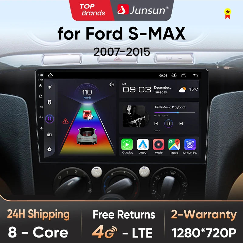 Junsun V1pro AI Voice 2 din Android Auto Radio For Ford S-Max S max 2007 - 2015 Carplay 4G Car Multimedia GPS 2din autoradio
