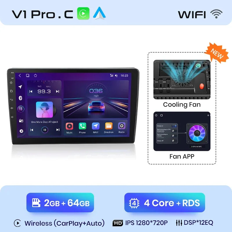 Junsun Wireless CarPlay Android Auto Radio For VOLKSWAGEN POLO 2004 2005 2006-2010 Car Intelligent Systems RDS BT WiFi 2 din