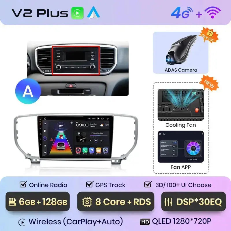 Junsun V1pro AI Voice Car Radio Android Auto Multimedia Player For Kia Sportage 4 QL 2018-2021 Carplay 4G DSP 2din GPS autoradio - Junsun Official Store
