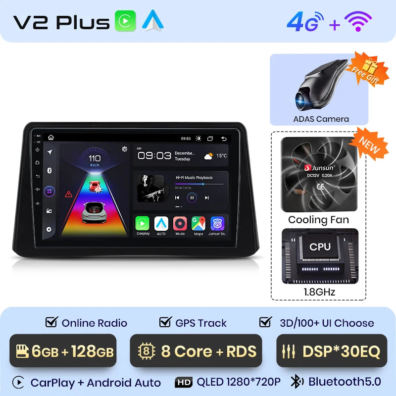 Junsun V1 Plus Car Radio For Opel Mokka 2012 - 2016 wireless CarPlay Android Auto car intelligent systems No 2 din 2din DVD
