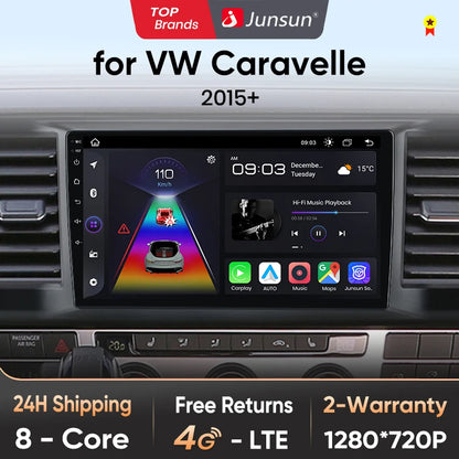 Junsun Wireless CarPlay Android Auto Radio For VOLKSWAGEN CARAVELLE 2015+ Car Intelligent Systems RDS BT WiFi 2 din