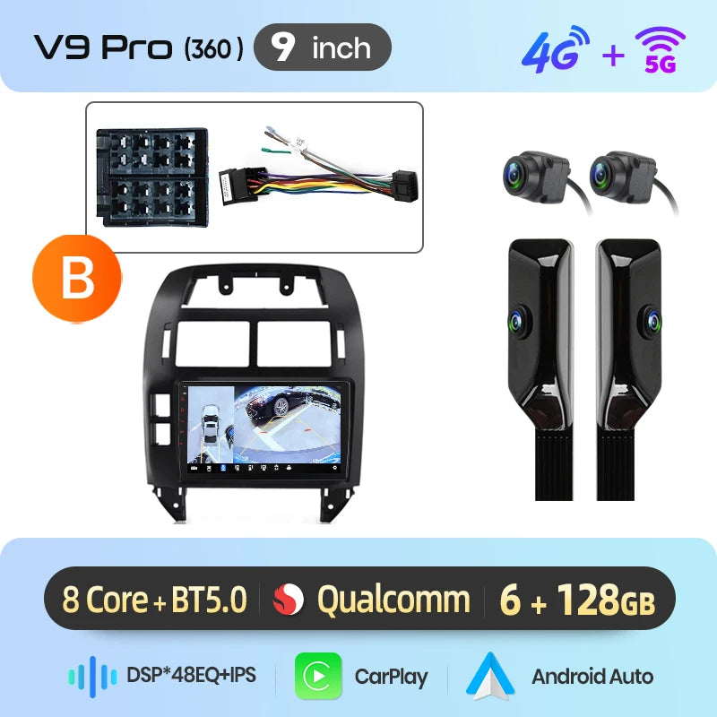 Junsun Wireless CarPlay Car Radio For Volkswagen Polo Mk4 IV 2001-2009 Android Multimedia