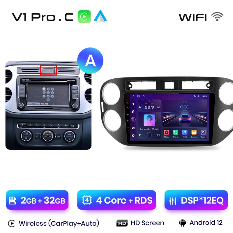 Junsun V1pro AI Voice 2 din Android Auto Radio For VW Volkswagen Tiguan 1 NF 2006-2016 Carplay Car Multimedia GPS 2din autoradio