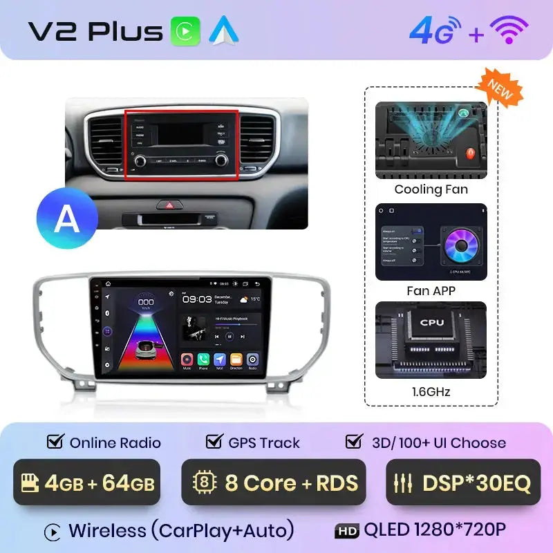 Junsun V1pro AI Voice Car Radio Android Auto Multimedia Player For Kia Sportage 4 QL 2018-2021 Carplay 4G DSP 2din GPS autoradio - Junsun Official Store