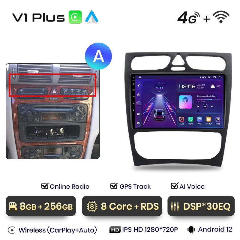 Junsun CarPlay Android Auto Car Radio for Mercedes Benz C Class CLK Class W203 W209 S203 A209 2000-2005 Intelligent Systems Auto - Junsun Official Store