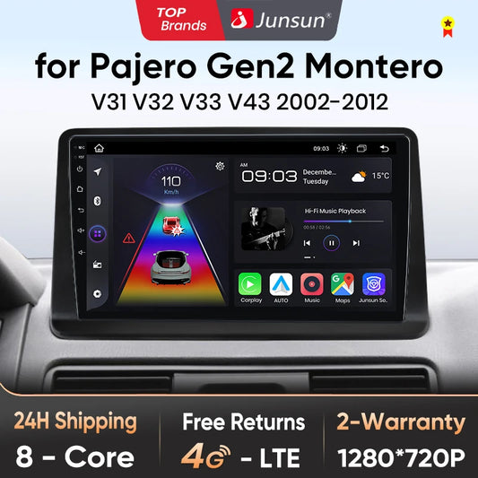 Radio Junsun V1 Plus para Mitsubishi Pajero 2 V20 V30 V40 (1991-2004), inalámbrica, CarPlay, Android Auto, 2 DIN, DVD. 