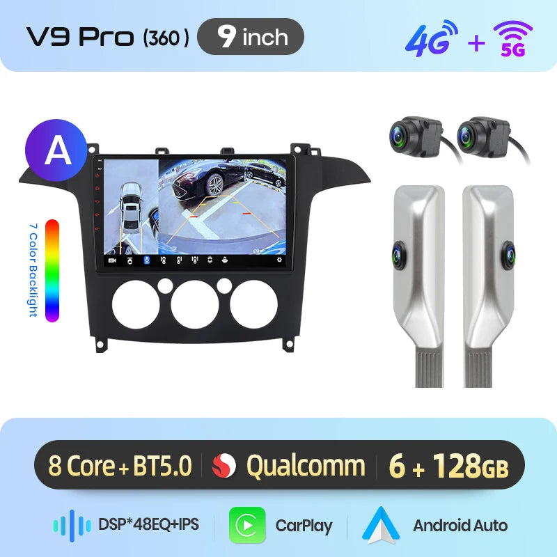 Junsun Wireless CarPlay Car Radio For Ford S-Max S max 2007 2008 2009-2015 Android Multimedia