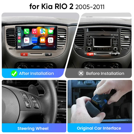 Junsun eSIM Android 14 Wireless CarPlay Android Auto Radio For Kia RIO 2 2005 2006 2007-2011 Autoradio Stereo auto accessories