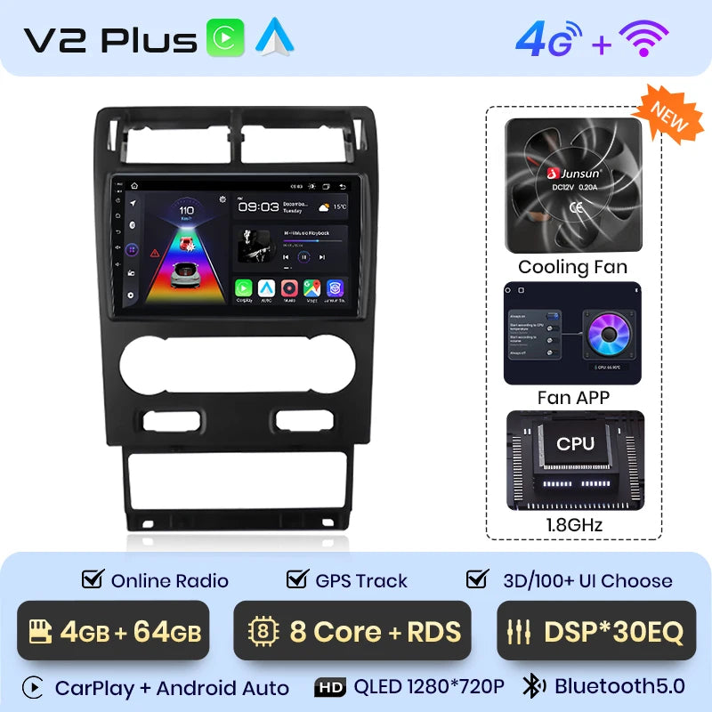 Junsun V1 Plus Car Radio For Ford Mondeo 3 2004 - 2007 wireless CarPlay Android Auto car intelligent systems No 2 din 2din DVD