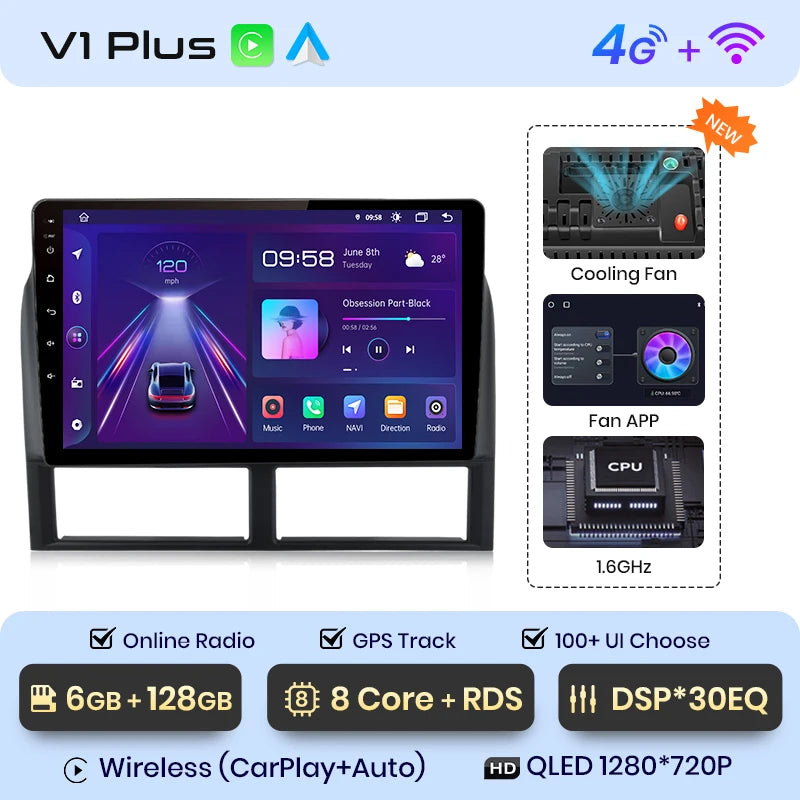 Reproductor multimedia Junsun CarPlay para Jeep Grand Cherokee II WJ 1998-2004 con Android Auto, GPS y radio de 2 DIN. 