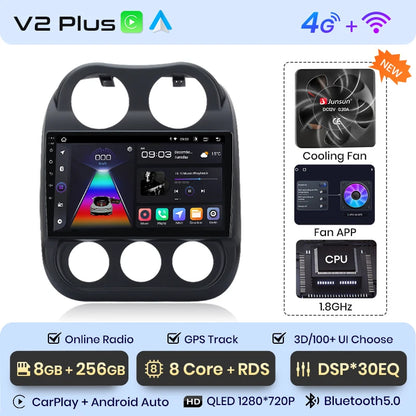 Junsun Car Radio For JEEP Compass Patriot 2010 - 2016 wireless CarPlay Android Auto car intelligent systems No 2 din 2din DVD