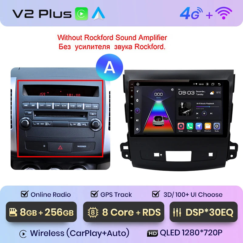 Junsun V1pro 2 din Android Auto Radio For Mitsubishi Outlander xl 2 2005-2011 Citroen C-Crosser Carplay Car Multimedia autoradio
