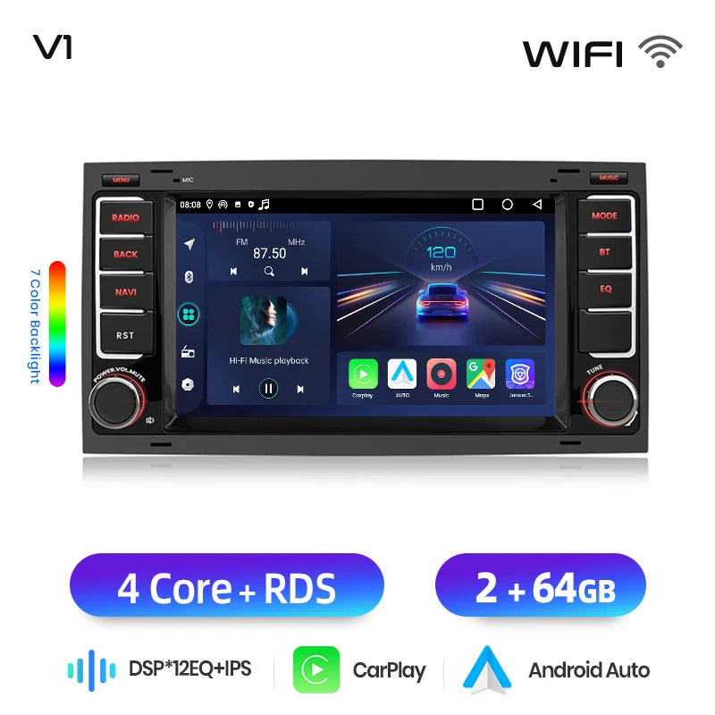 Junsun Wireless CarPlay Car Radio For Volkswagen VW Touareg Multivan T5 Transporte 2004-2009 Android Multimedia