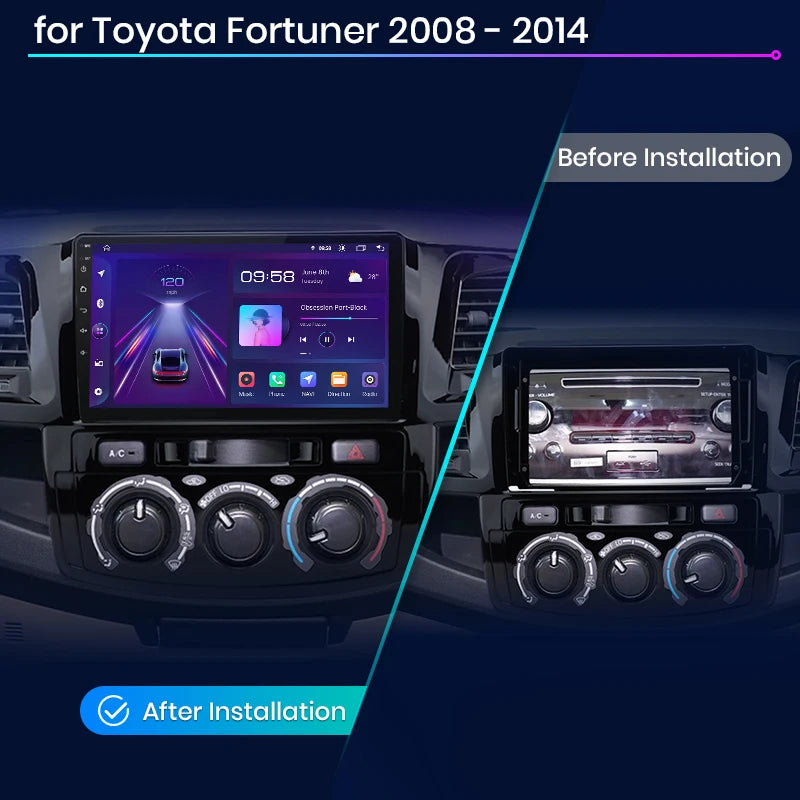 Junsun V1 Plus Car Radio For Toyota Fortuner Hilux Revo Vigo 2007 - 2015 wireless CarPlay Android Auto No 2 din 2din DVD