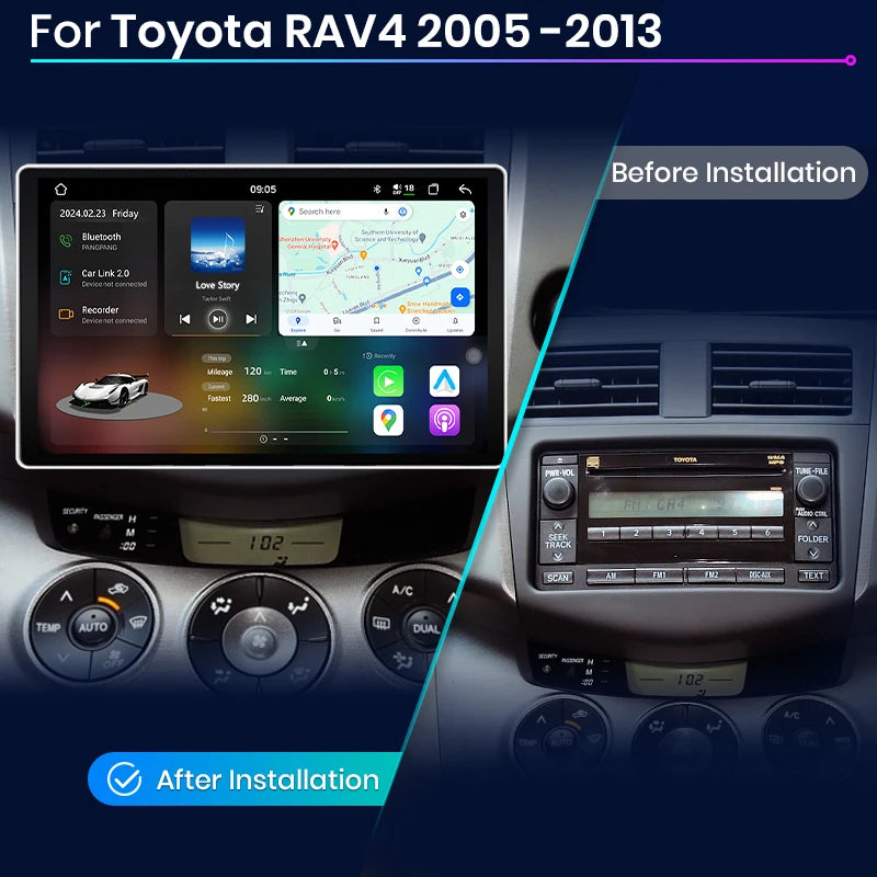 Junsun V3 Plus 2K CarPlay inalámbrico Android Auto Sistemas inteligentes para Toyota RAV4 RAV 4 2005 2006 2007 - 2013 Autoradio 