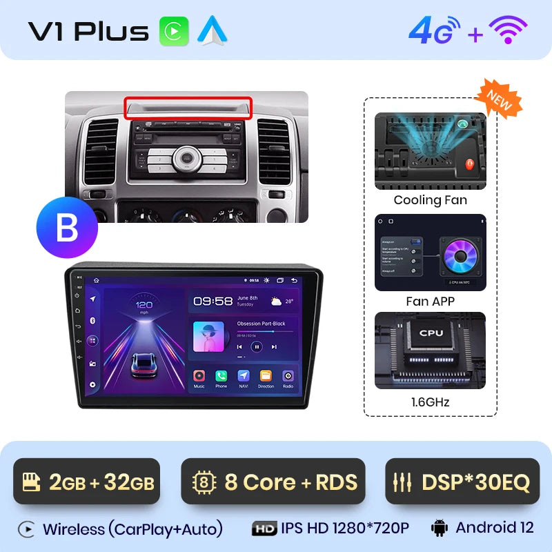 Junsun V1pro AI Voice 2 din Android Auto Radio For Nissan NAVARA 2006-2012 Carplay 4G Car Multimedia GPS 2din autoradio