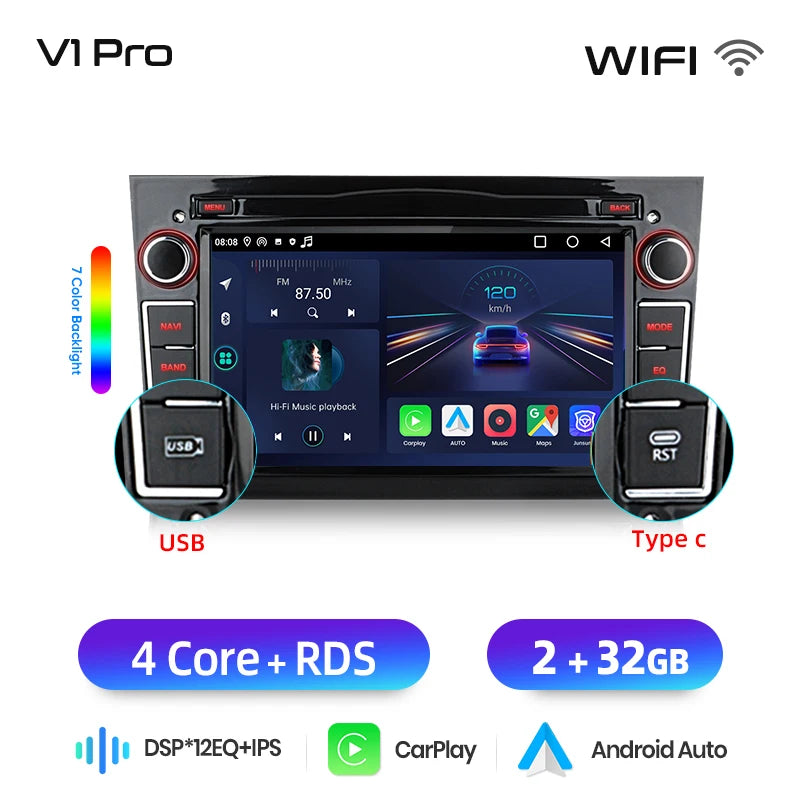 Junsun Wireless CarPlay Car Radio For Opel Astra Vectra Vauxhall Antara Zafira Corsa Vivaro Meriva Android Multimedia