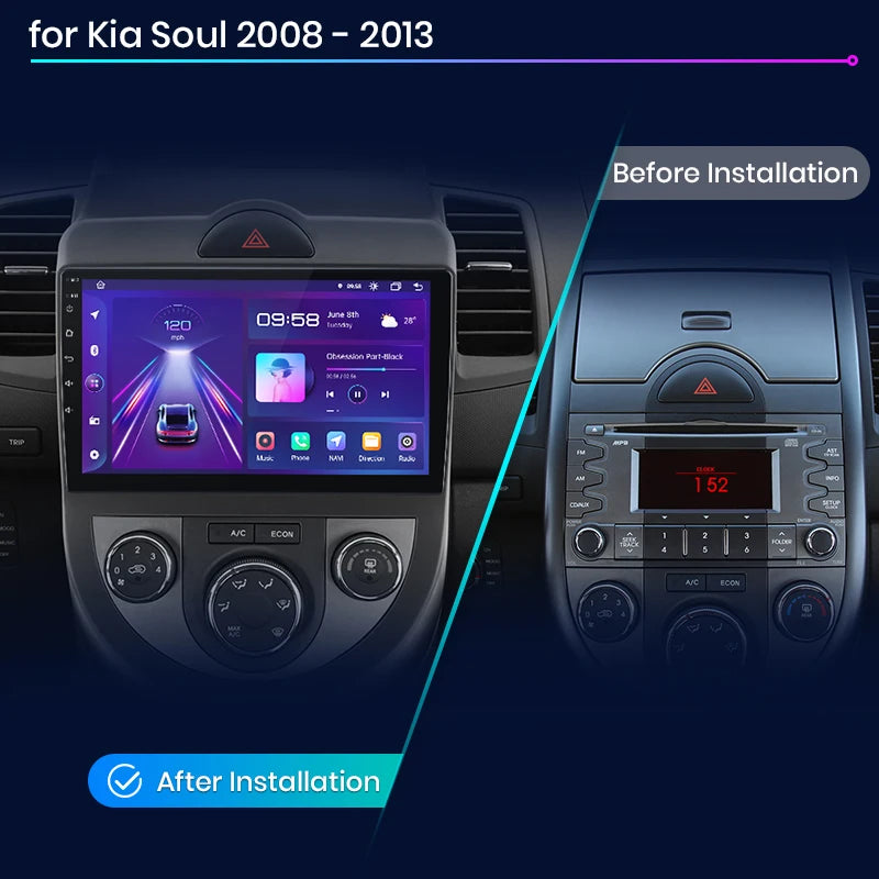 Junsun V1 AI Voice Wireless CarPlay Android Auto Radio For Kia Soul AM 2008-2011 4G Car Multimedia GPS 2din autoradio - Junsun Official Store
