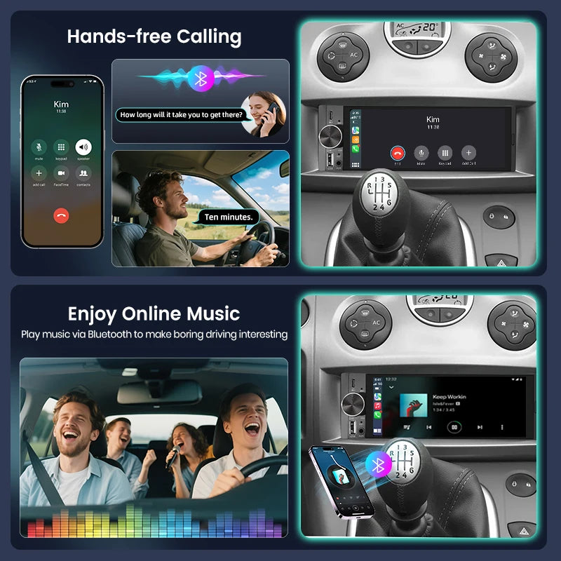 Junsun 1Din IPS 6.26/6.86 Inch Wireless Carplay Android Auto Car Radio Multimedia Video MP5 Player Touch Screen Universal Stereo
