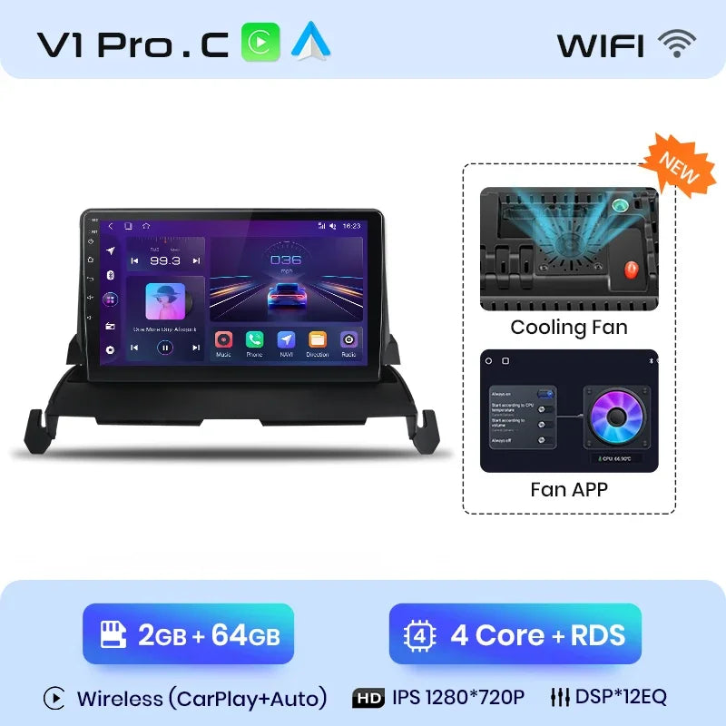 Junsun Wireless CarPlay Android Auto Radio For Dodge Journey 2009 2010 2011 2012 Car Intelligent Systems RDS BT WiFi 2 din