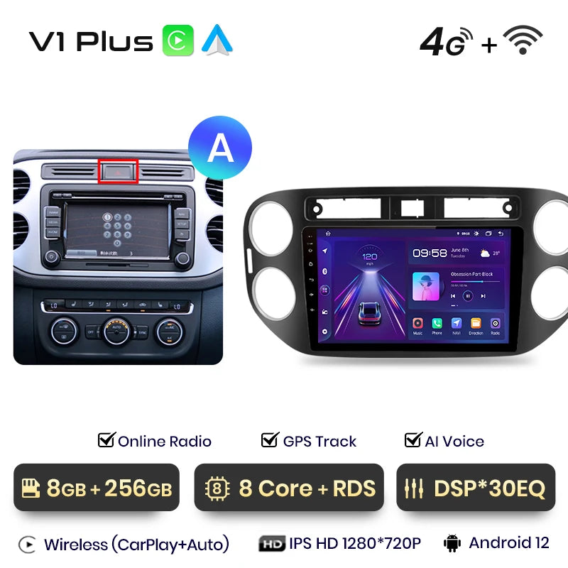 Junsun V1pro AI Voice 2 din Android Auto Radio For VW Volkswagen Tiguan 1 NF 2006-2016 Carplay Car Multimedia GPS 2din autoradio