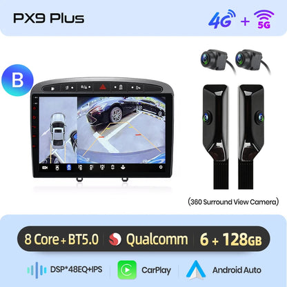 Junsun Android Wireless CarPlay Auto Car Radio For Peugeot 308 308SW 408 2012-2020 Car Intelligent Systems DSP SWC RDS GPS FM BT