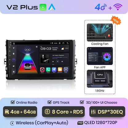 Junsun Wireless CarPlay Android Auto Radio For VOLKSWAGEN LAVIDA PLU 2018 Car Intelligent Systems RDS BT WiFi 2 din