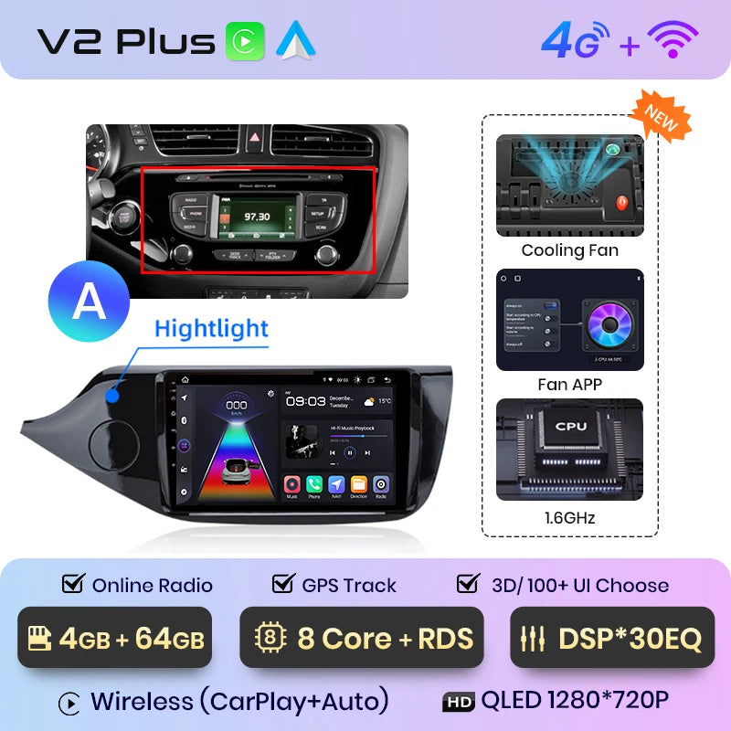 Junsun V1pro AI Voice 2 din Android Auto Radio For KIA CEED JD Cee'd 2012-2018 Carplay Car Multimedia GPS 2din autoradio