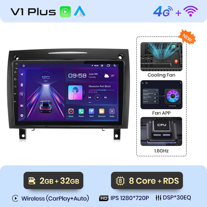 Junsun V1 CarPlay Android Auto Radio For Mercedes Benz SLK Class R171 2004-2011 SLK 200 280 300 350 Car Multimedia autoradio - Junsun Official Store