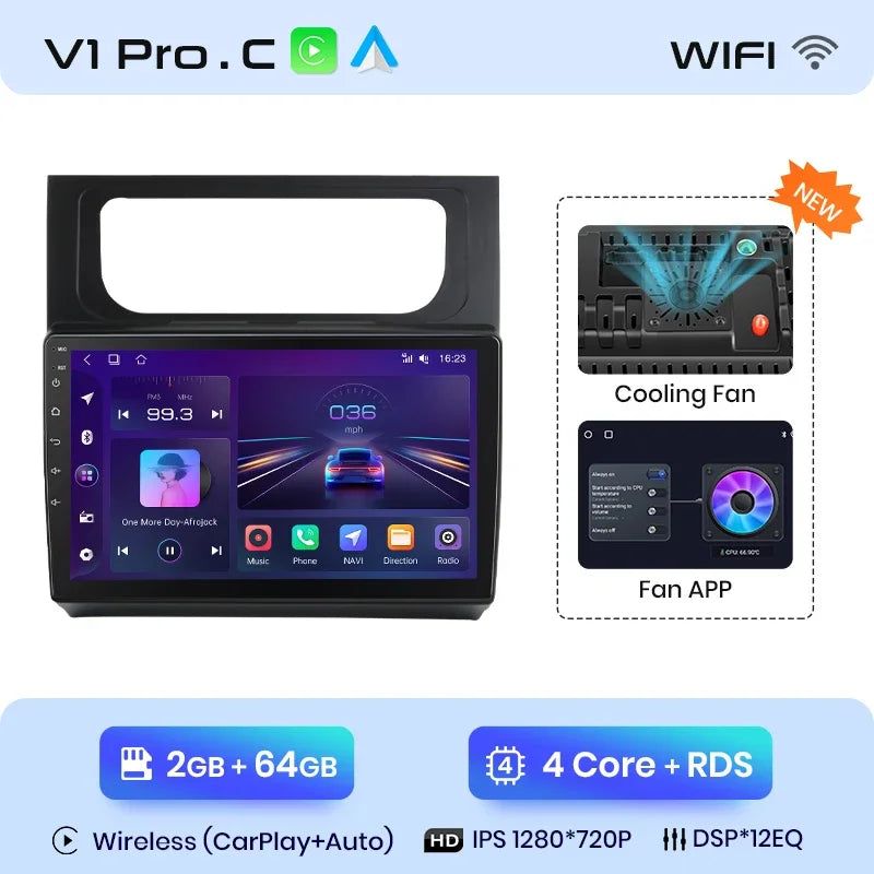Junsun Wireless CarPlay Android Auto Radio For VOLKSWAGEN TOURAN 2011 2012 2013 -2015 Car Intelligent Systems RDS BT WiFi 2 din - Junsun Official Store