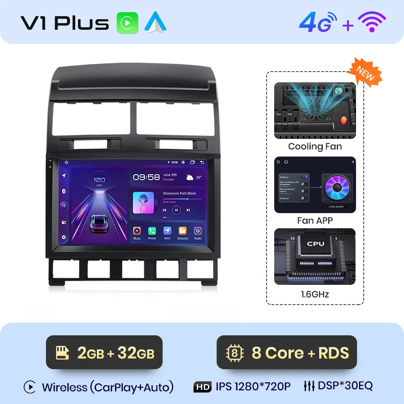 Junsun V1pro AI Voice 2 din Android Auto Radio for Volkswagen Touareg 2002-2010  Carplay 4G Car Multimedia GPS 2din autoradio